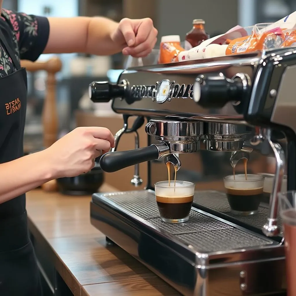 Barista preparando café